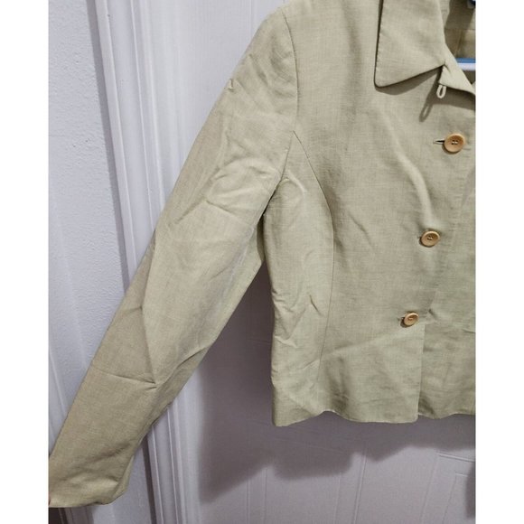 Ann Taylor Women’s Long Sleeve 3 Button Blazer Jacket Green Linen Blend Size 4 - Picture 6 of 7